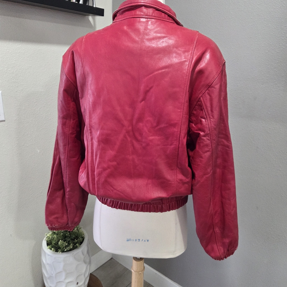 Vintage 90s  Leather Bomber Jacket - Picture 3 of 12